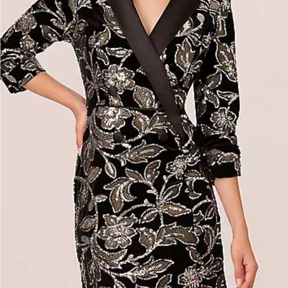 Perfect Holiday or New Year’s Party Dress!! Adrianna Papell Floral Blazer Dress - Picture 4 of 6